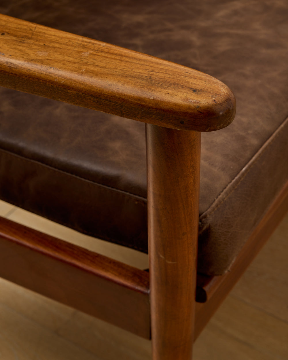 Mid-Century Tufted Leather Sofa