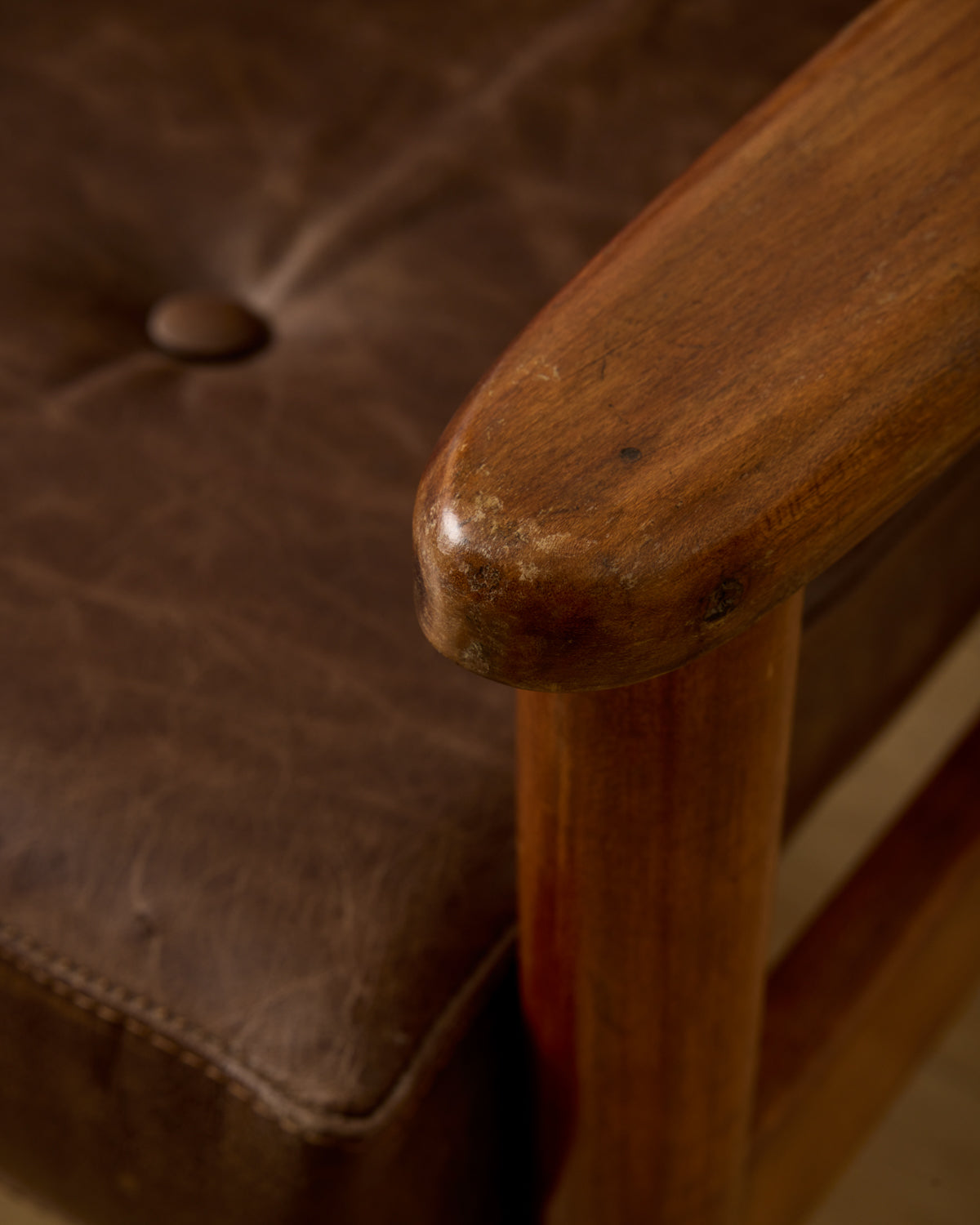 Mid-Century Tufted Leather Sofa
