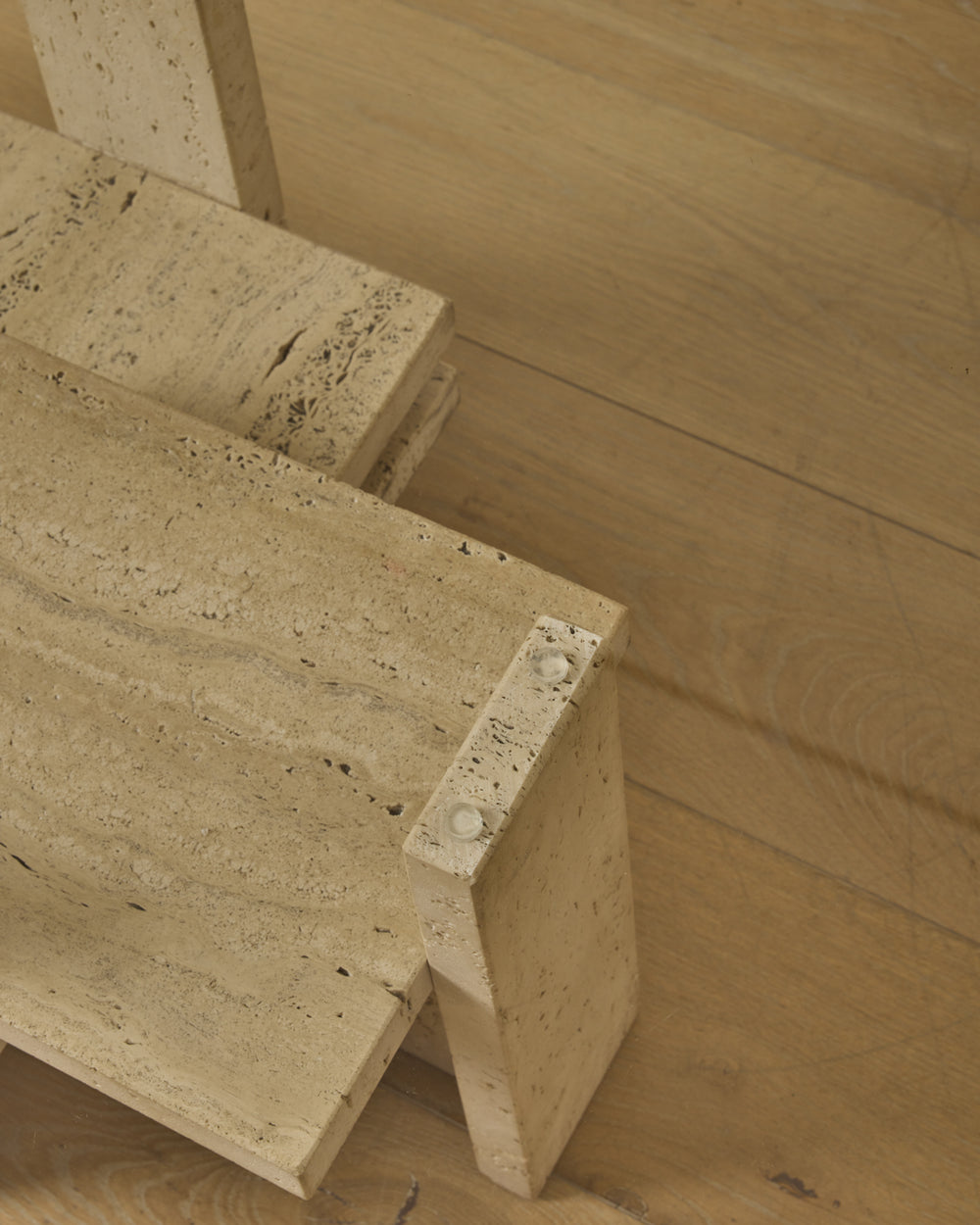 Travertine & Glass Coffee Table by Willy Ballez