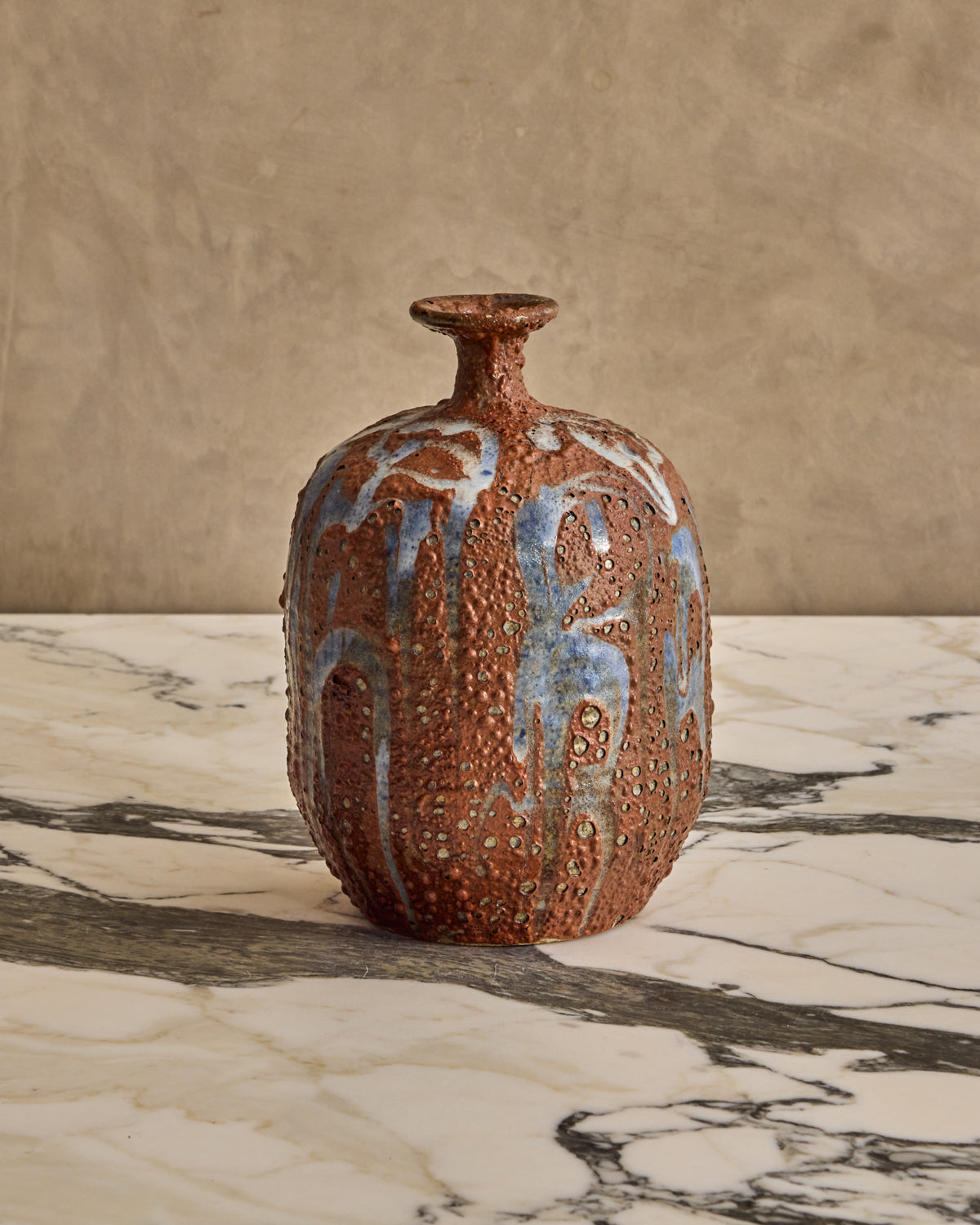Blue Glaze Lava Vase