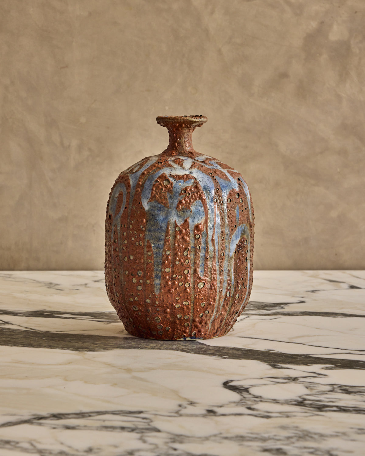 Blue Glaze Lava Vase