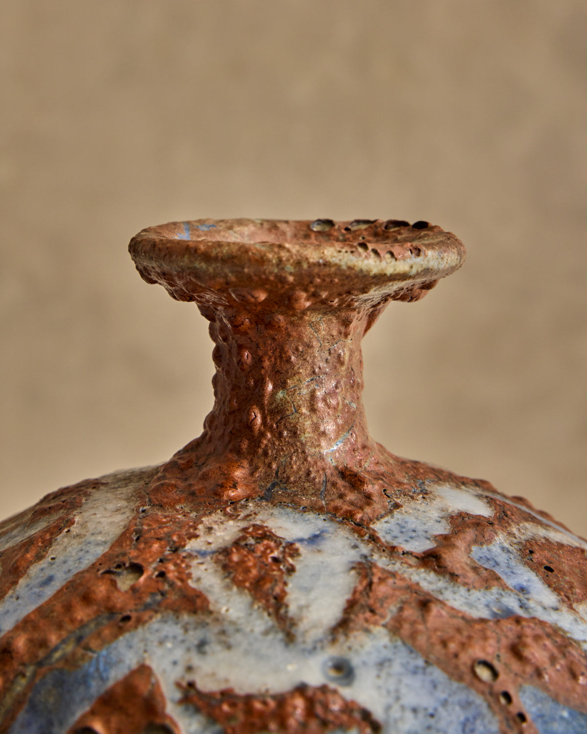 Blue Glaze Lava Vase