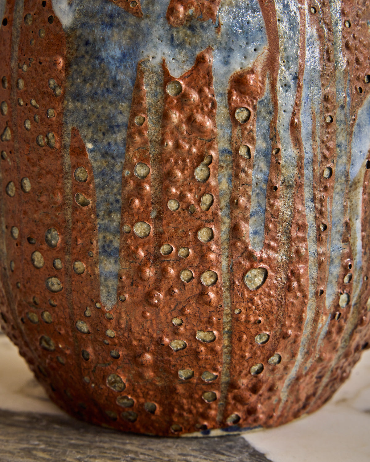 Blue Glaze Lava Vase