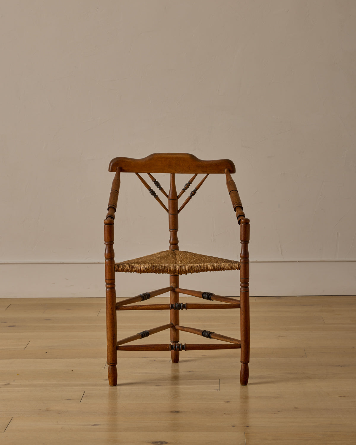Bobbin Triangular Armchair with Curved Crest