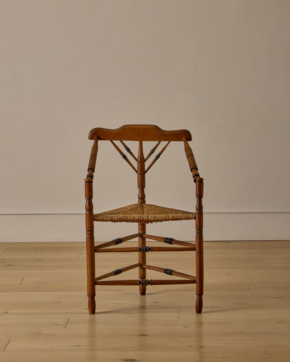 Bobbin Triangular Armchair with Curved Crest