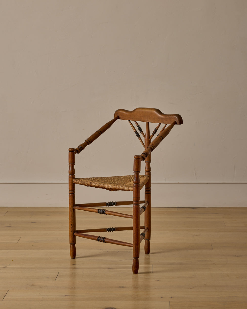 Bobbin Triangular Armchair with Curved Crest