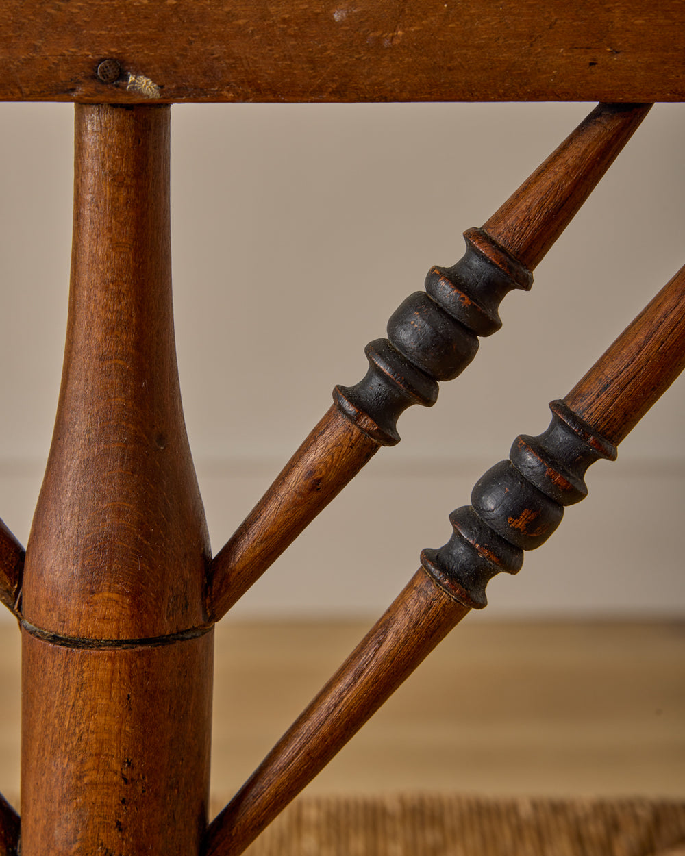 Bobbin Triangular Armchair with Curved Crest