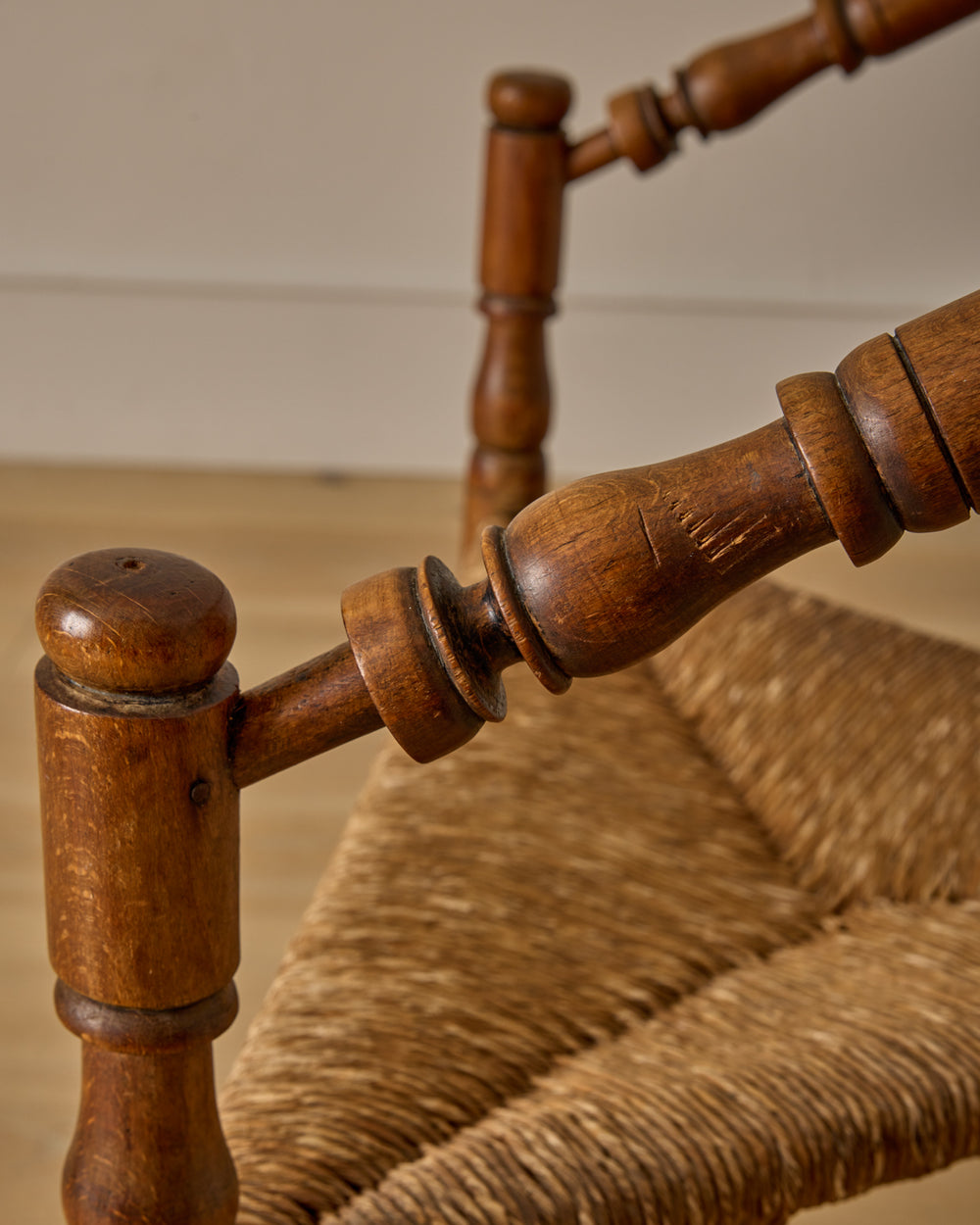 Bobbin Triangular Armchair with Curved Crest