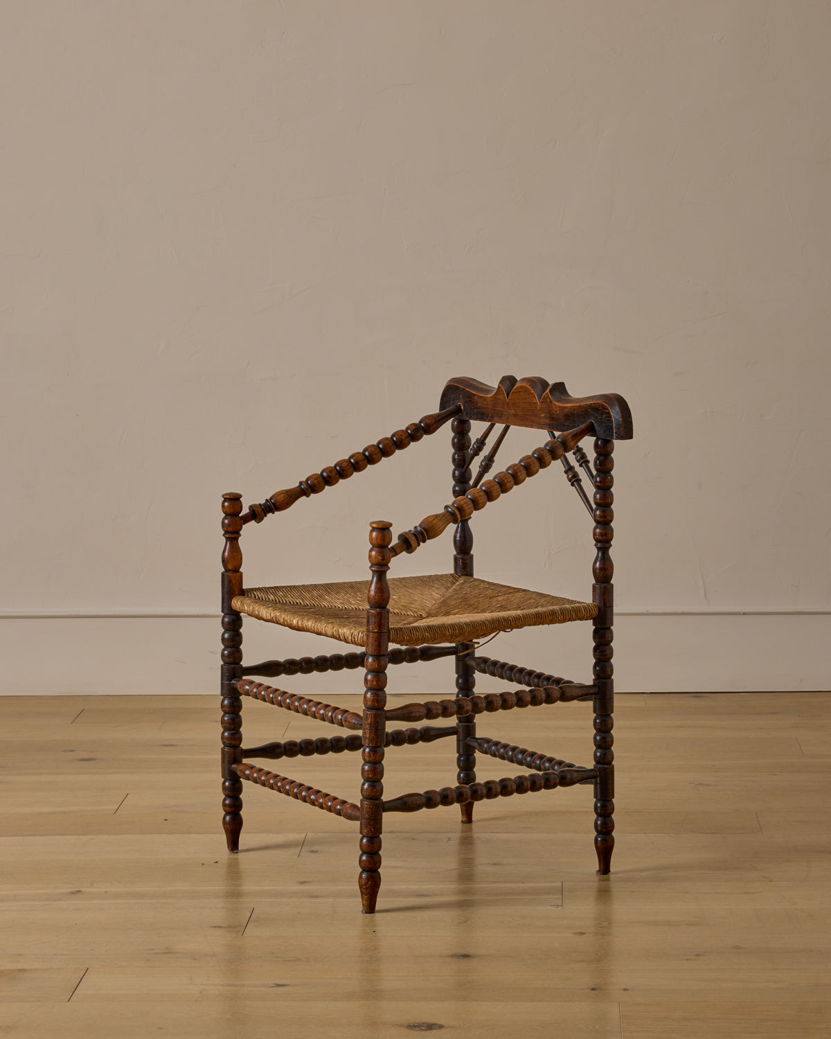 Bobbin Armchair with Carved Crest