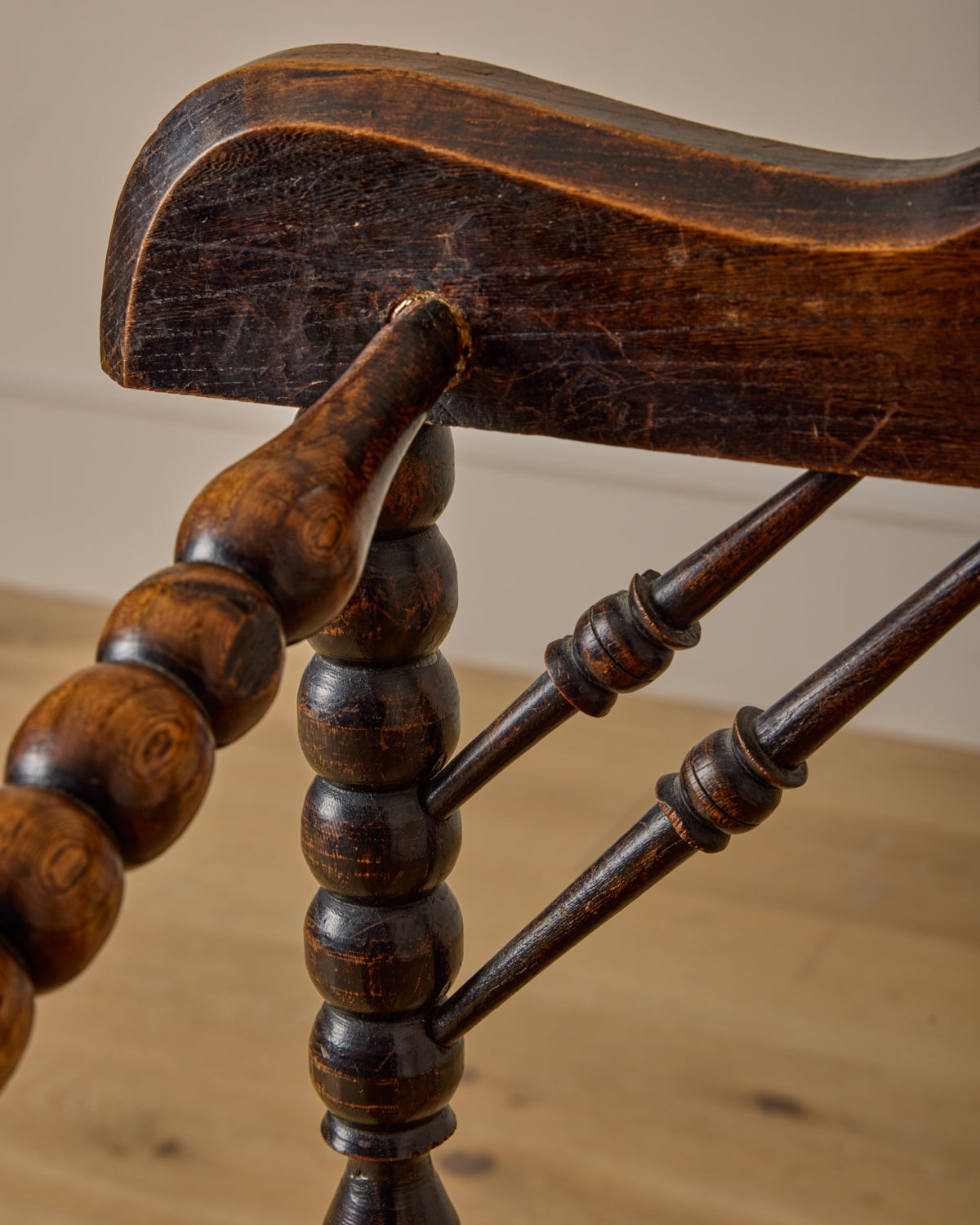 Bobbin Armchair with Carved Crest