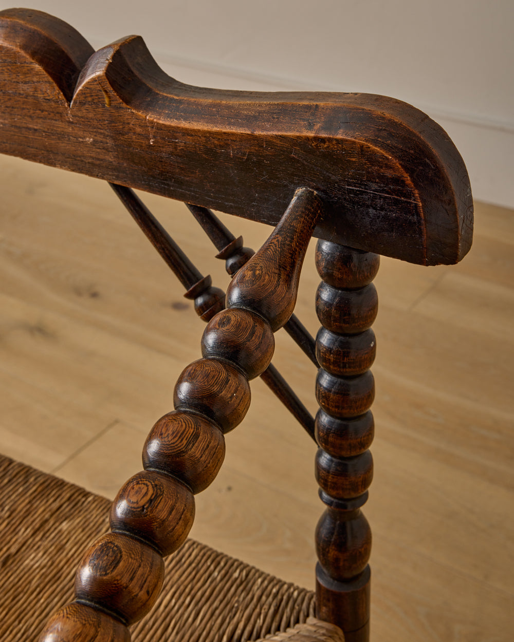 Bobbin Armchair with Carved Crest