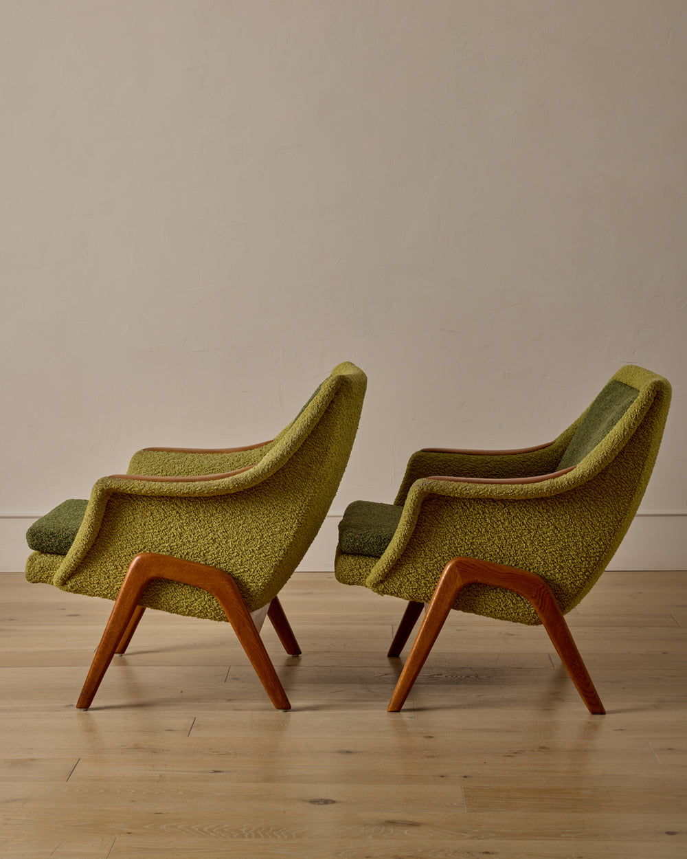 Pair of Oak Frame Easy Chairs