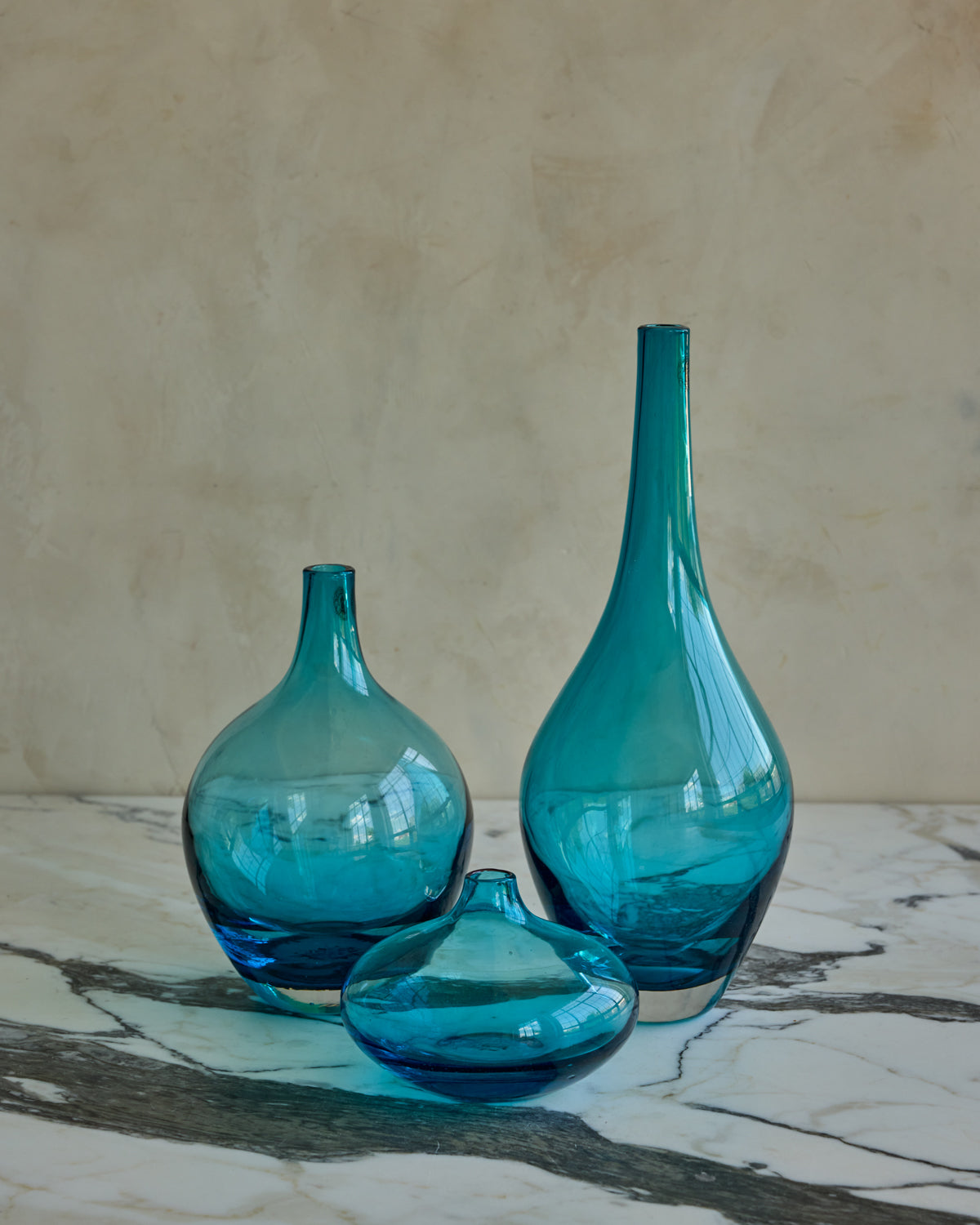 Set of Blue Glass Vessels