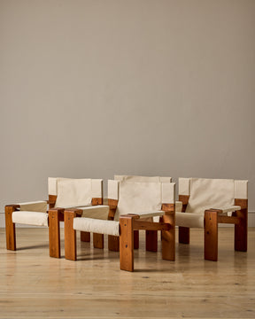 Pair of Pine and Canvas Easy Chairs