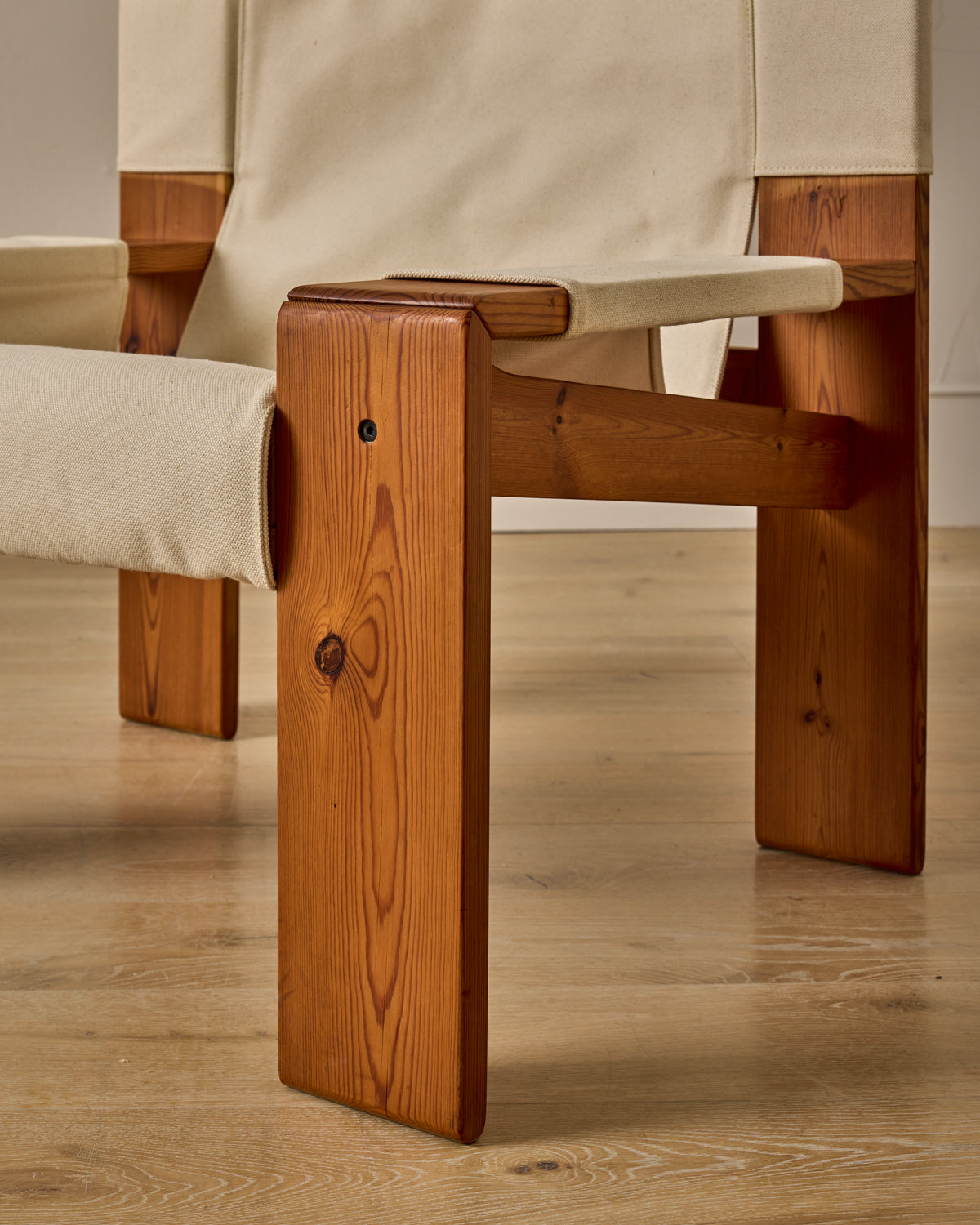 Pair of Pine and Canvas Easy Chairs