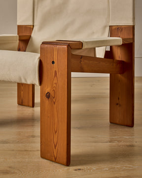 Pair of Pine and Canvas Easy Chairs
