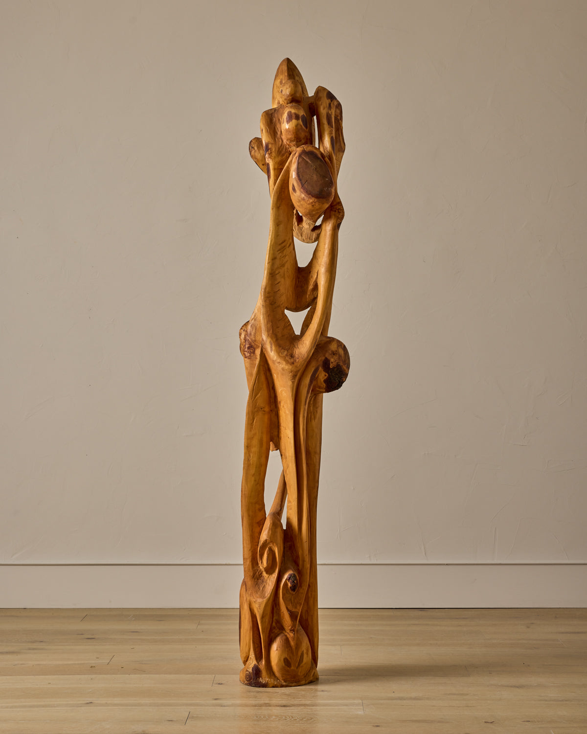XL French Mid-Century Wooden Sculpture