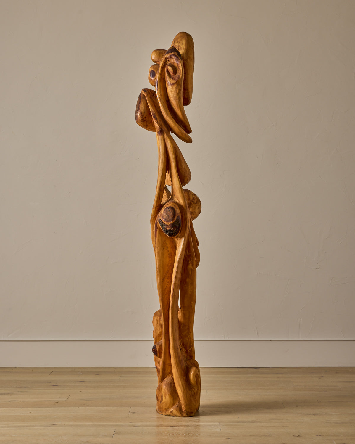 XL French Mid-Century Wooden Sculpture