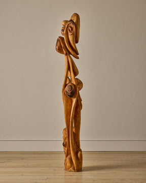 XL French Mid-Century Wooden Sculpture