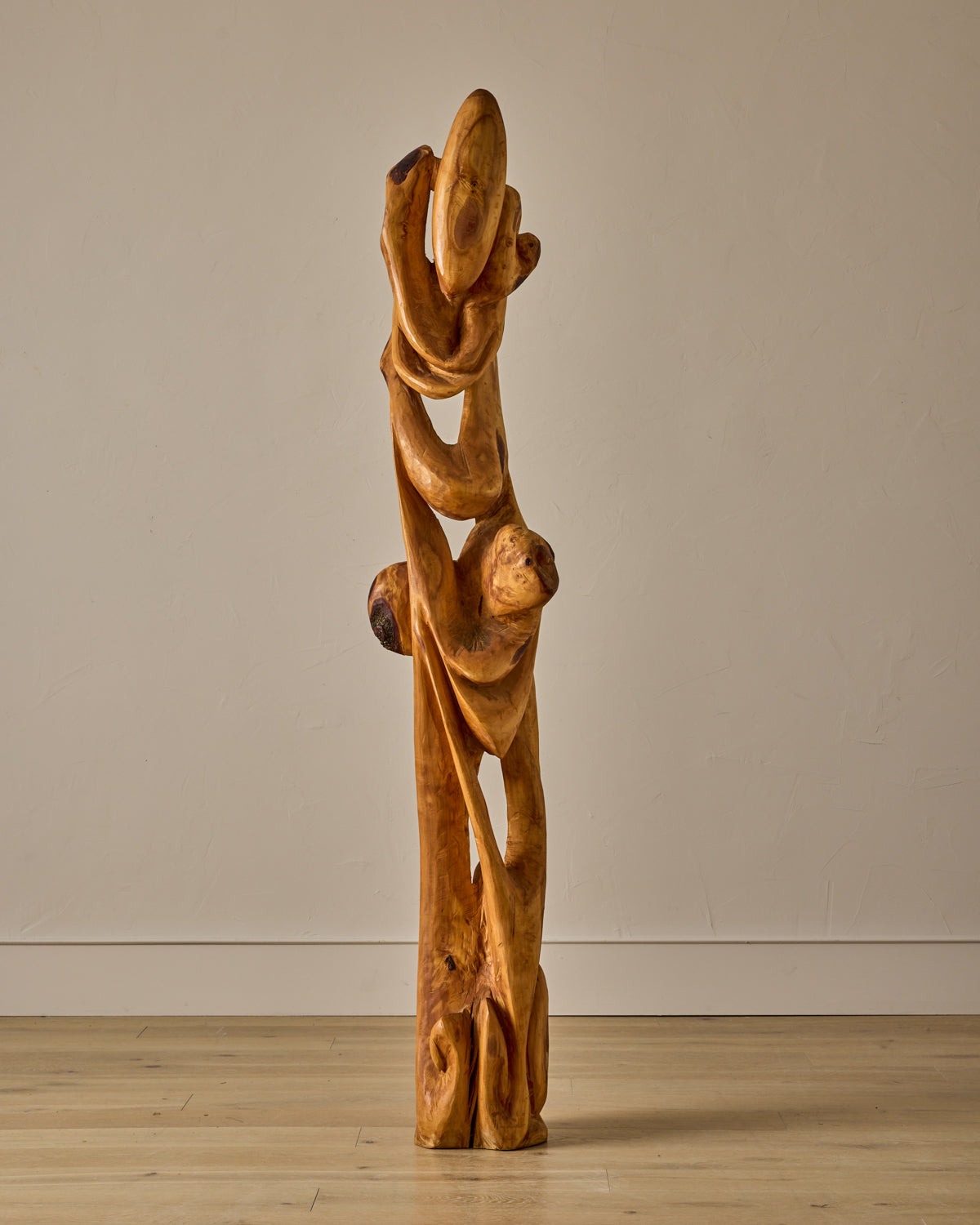 XL French Mid-Century Wooden Sculpture