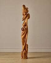 XL French Mid-Century Wooden Sculpture