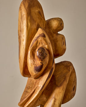 XL French Mid-Century Wooden Sculpture