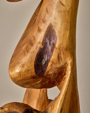 XL French Mid-Century Wooden Sculpture