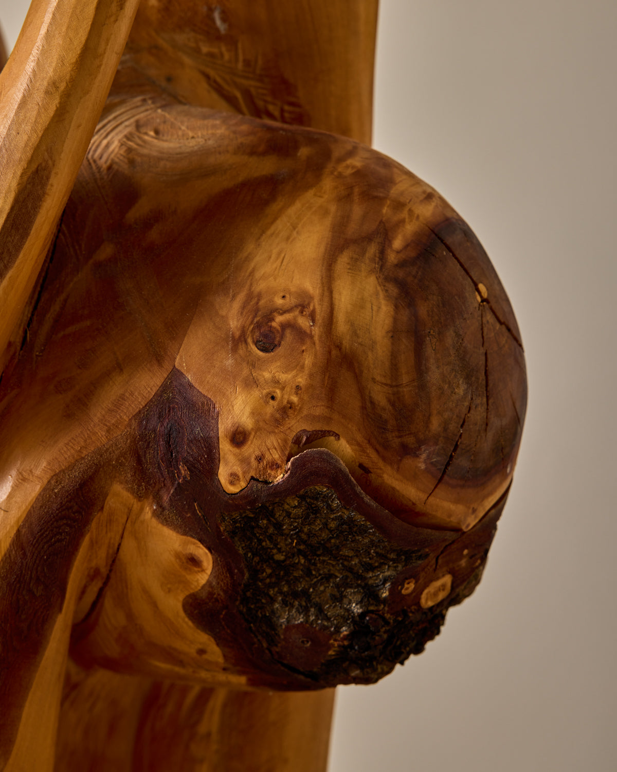XL French Mid-Century Wooden Sculpture