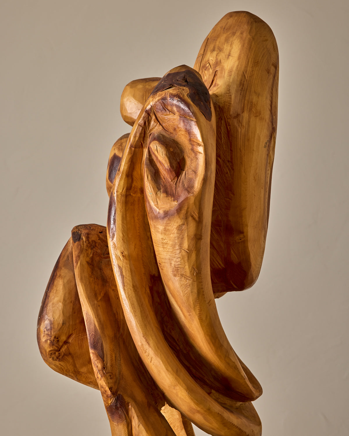 XL French Mid-Century Wooden Sculpture
