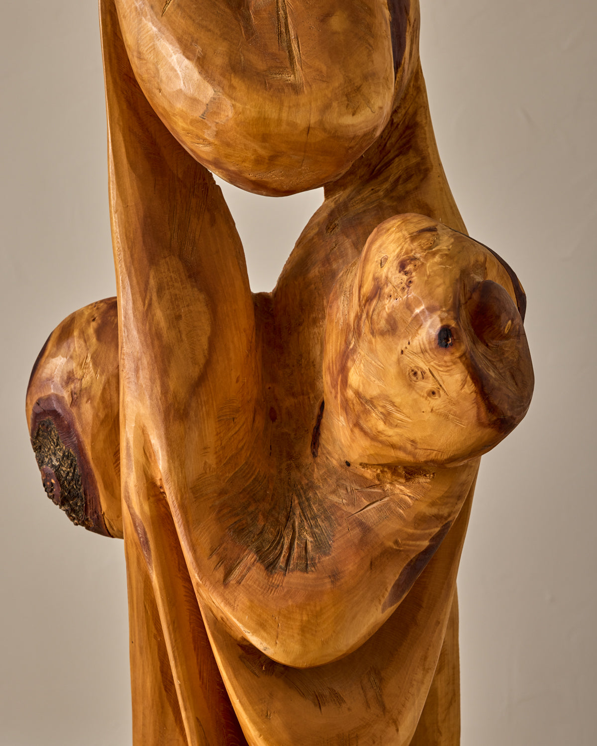XL French Mid-Century Wooden Sculpture
