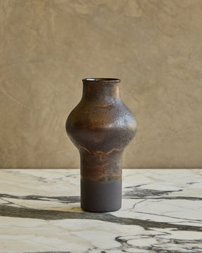 Dark Salt Fired Gourd Vase