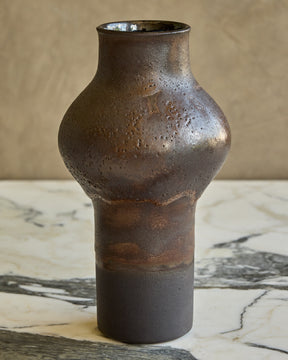 Dark Salt Fired Gourd Vase