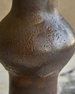 Dark Salt Fired Gourd Vase