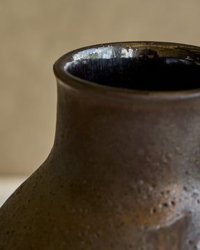 Dark Salt Fired Gourd Vase