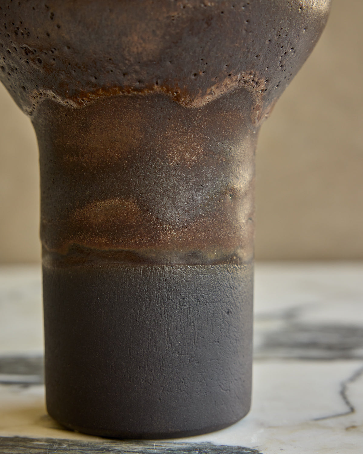 Dark Salt Fired Gourd Vase