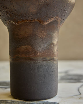 Dark Salt Fired Gourd Vase