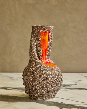 Mid-Century Fat Lava Vase with Handles