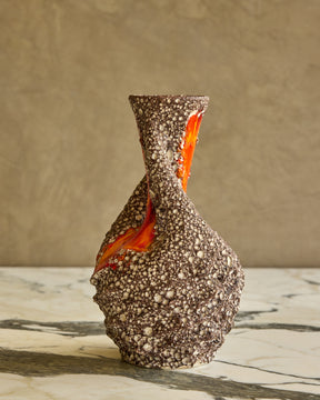 Mid-Century Fat Lava Vase with Handles