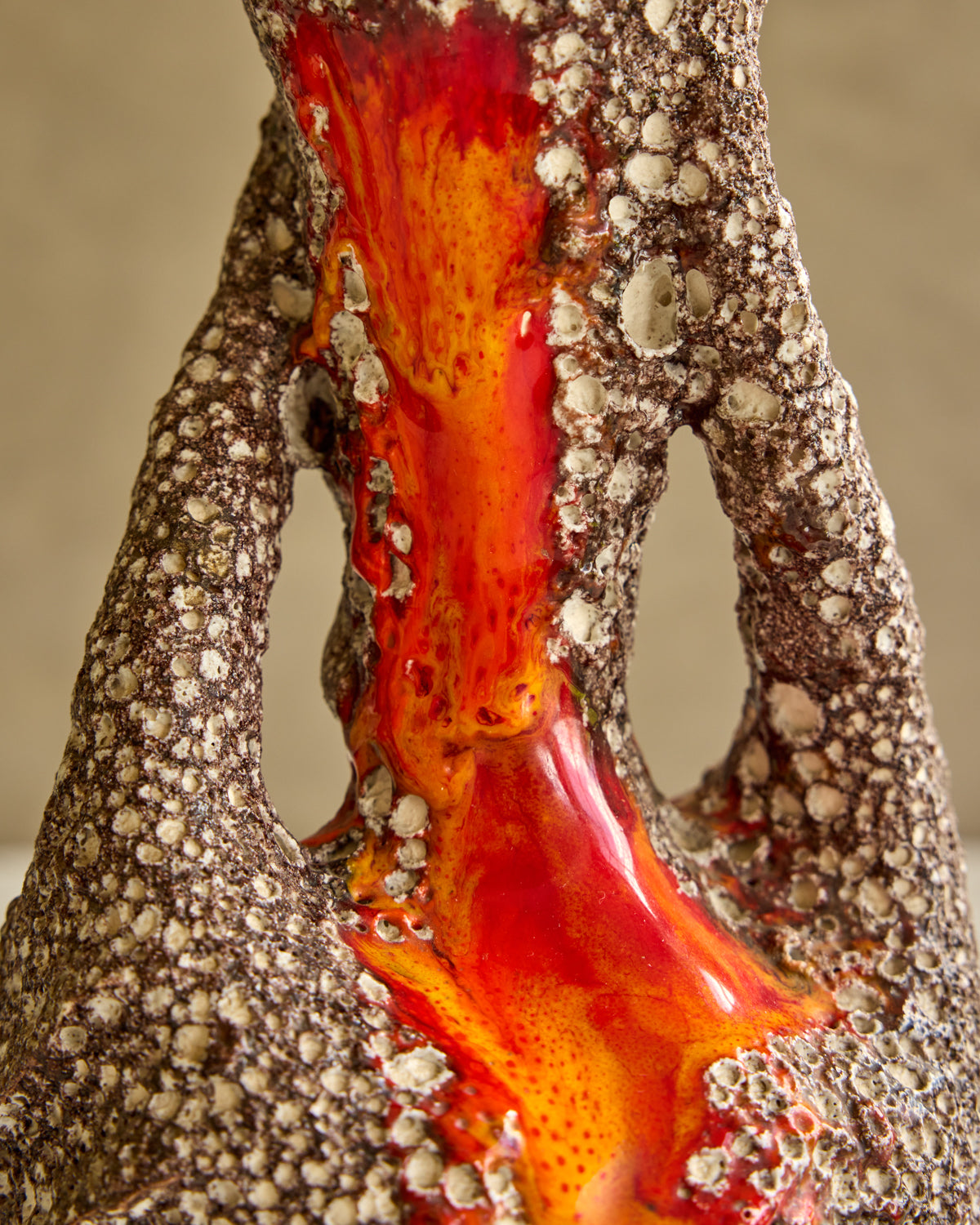 Mid-Century Fat Lava Vase with Handles