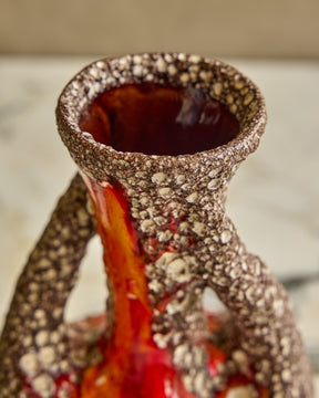 Mid-Century Fat Lava Vase with Handles