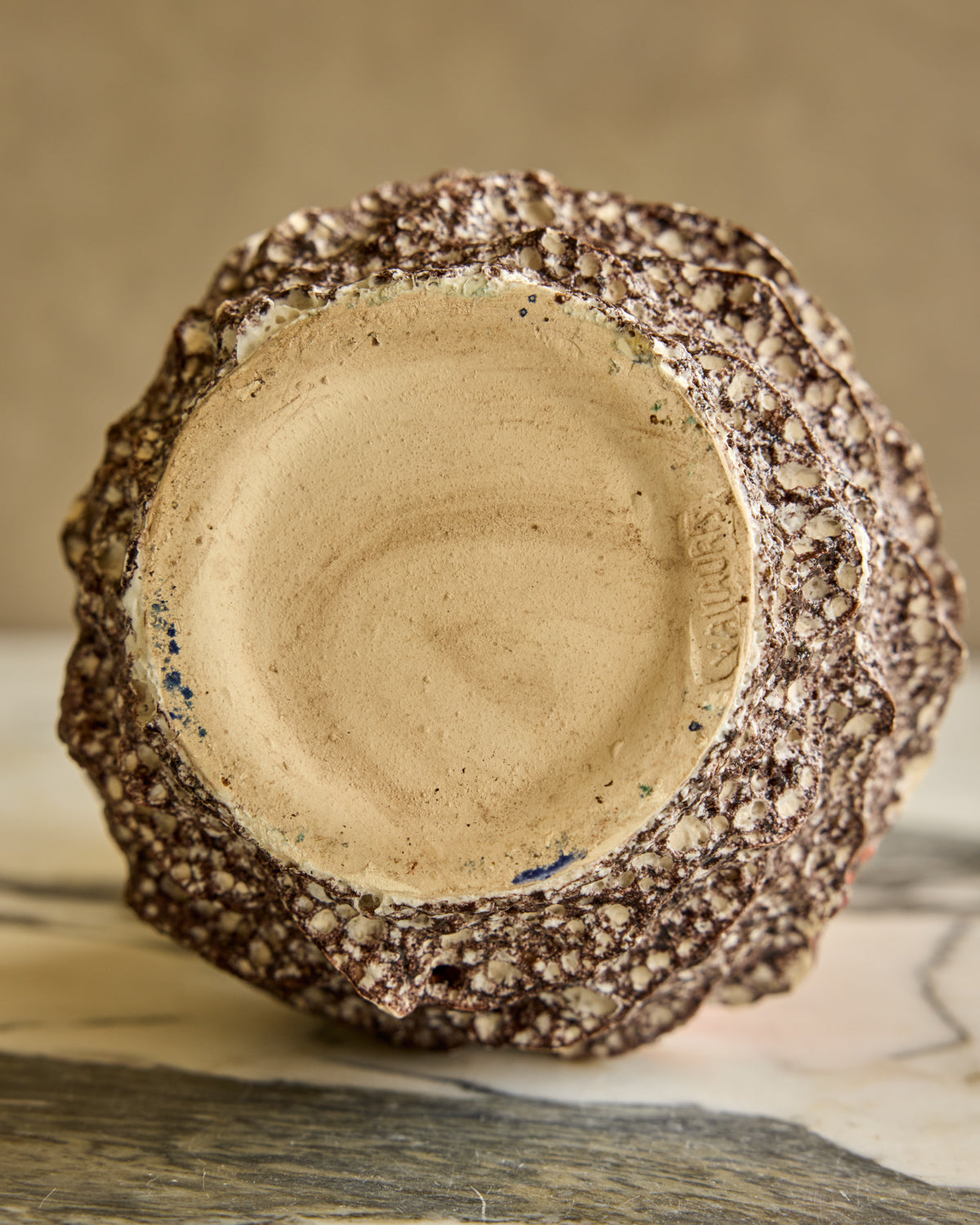 Mid-Century Fat Lava Vase with Handles