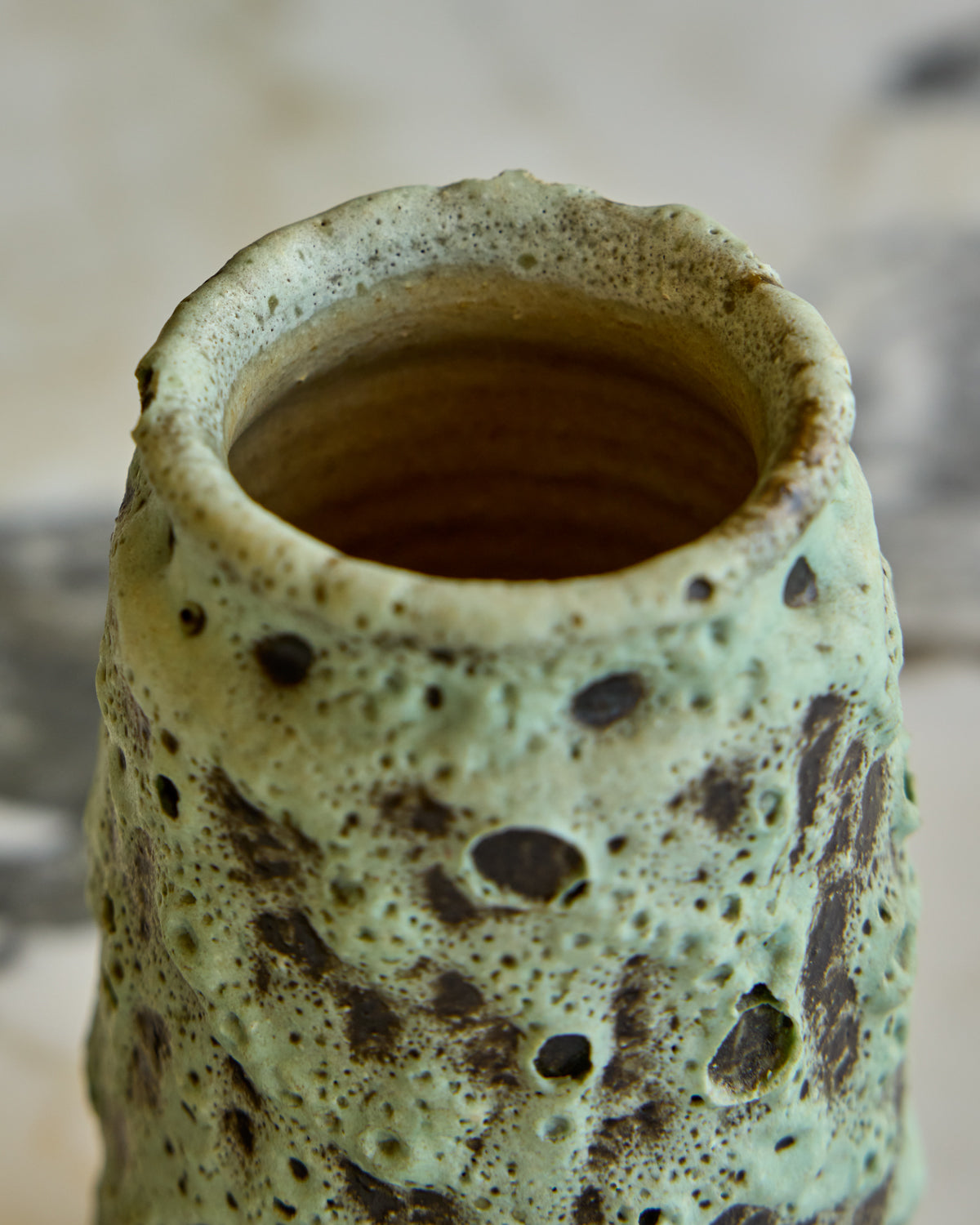 Sea Foam Fat Lava Vase