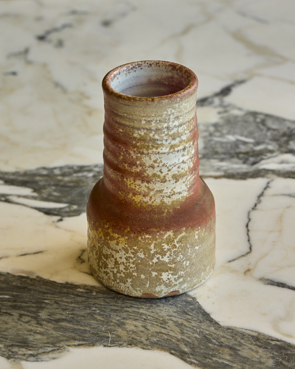 Red Ribbed Neck Vase