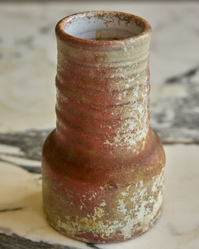 Red Ribbed Neck Vase