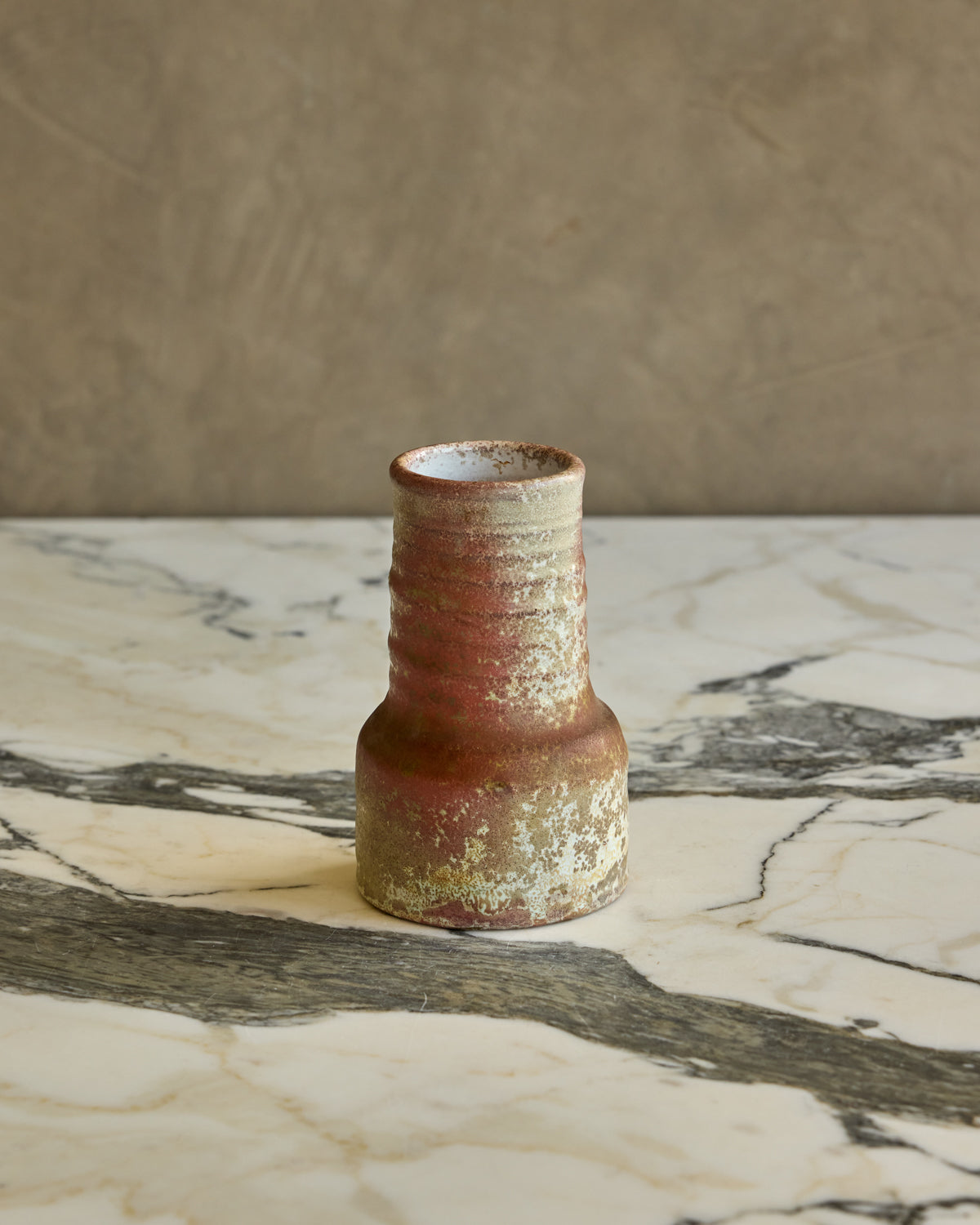 Red Ribbed Neck Vase