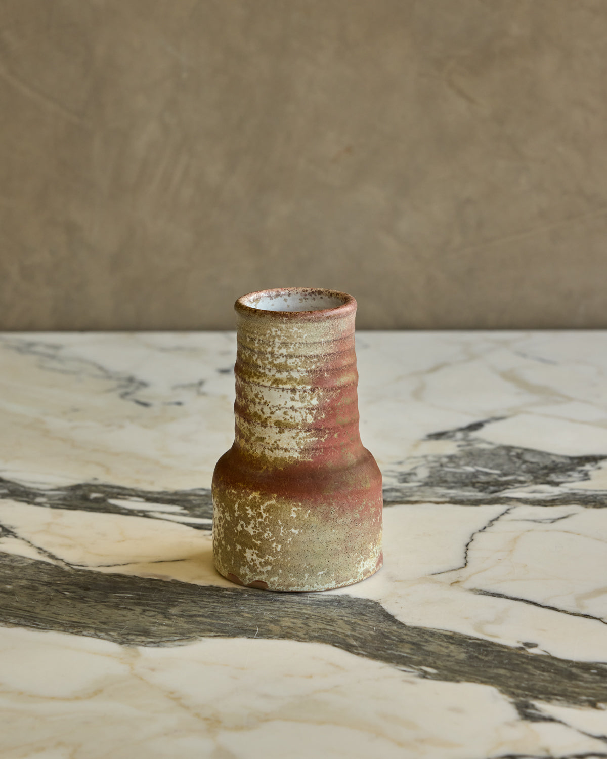 Red Ribbed Neck Vase