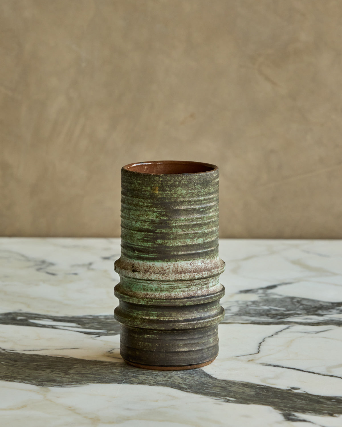 Three Ridge Dark Green Vase