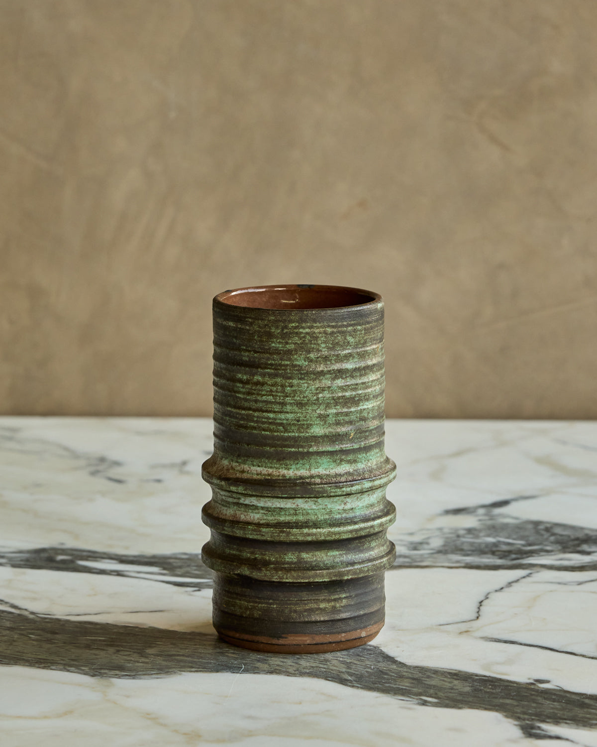 Three Ridge Dark Green Vase