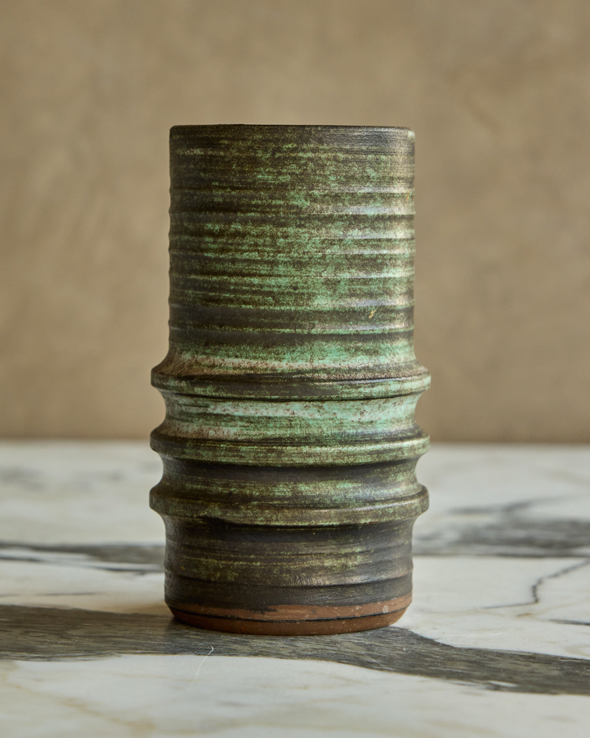 Three Ridge Dark Green Vase