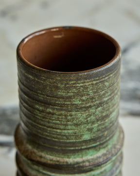 Three Ridge Dark Green Vase